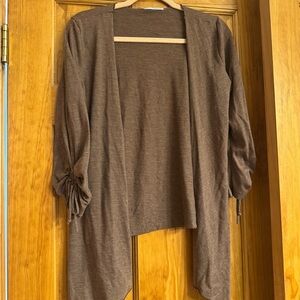 Maurice’s Ruched-Sleeve Open-Front Brown Women's Cardigan